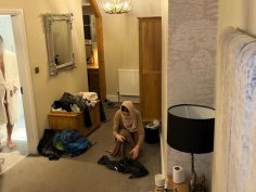 Arab maid gives sloppy blowjob to boss after getting caught stealing - cum in mouth hotel sex