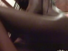 Sexy African babe gets fucked in many different poses by a big white cock stud