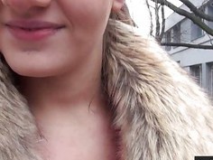 Real amateur Czech girl Lilia Rafael pussy banged in public